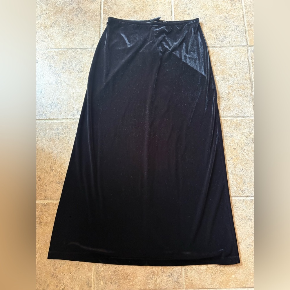 NWT ANN TAYLOR Black Velvet Maxi A-Frame Skirt, Size: 10